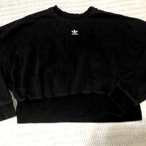 Adidas Womens Dicolor Essentials Black Fleece Sweatshirt Size Small